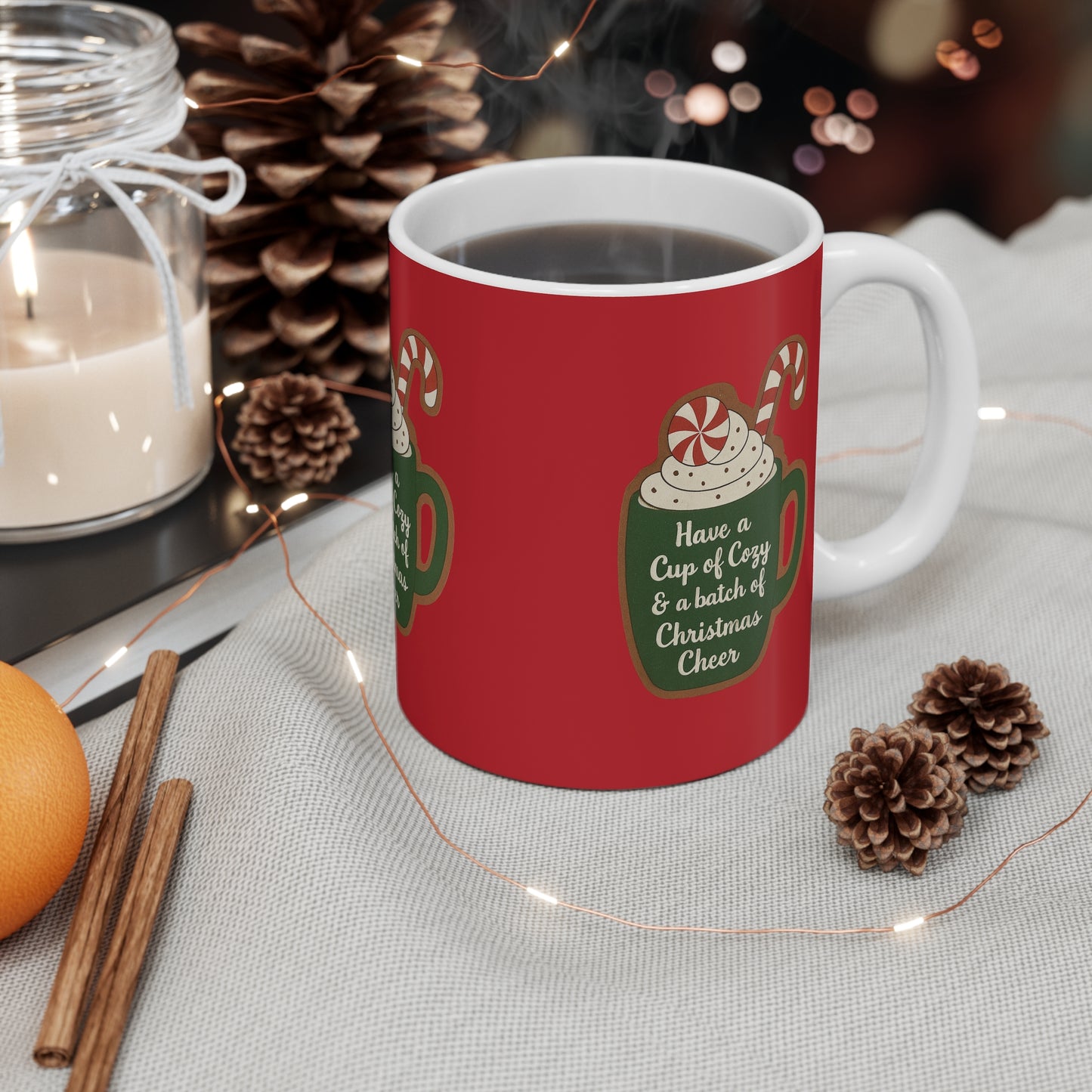 Copy of Peppermint Candy Cane "Cup of Cheer" Christmas Mug — 11oz